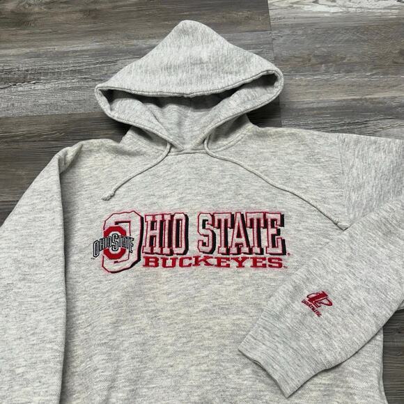 Vintage Y2K Logo Athletic Ohio State Buckeyes OSU Gray Mens‎ M Pullover Hoodie - Picture 1 of 9